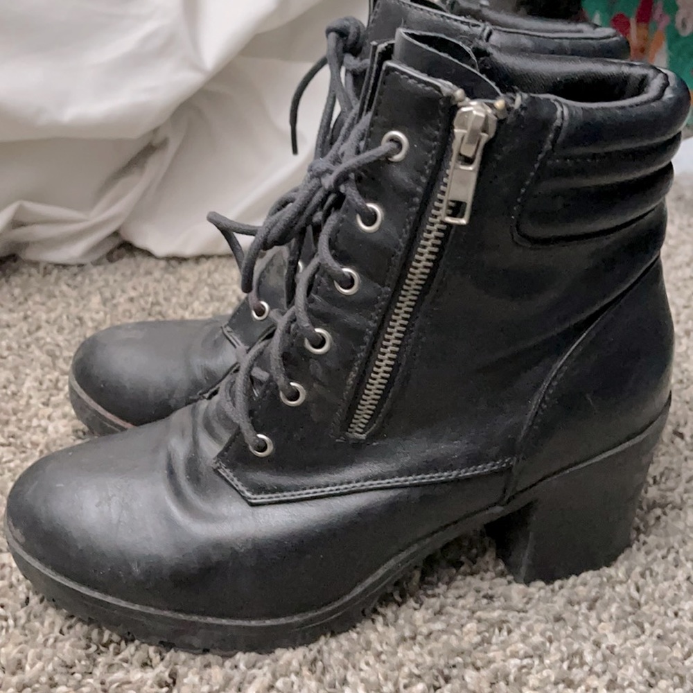 Chunky Block Heel Combat Boot